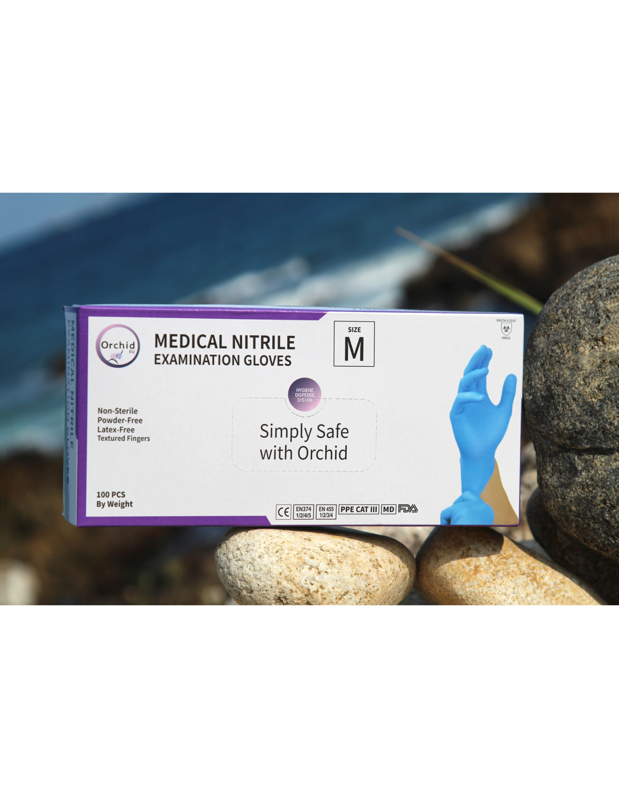 Orchid EU Nitrile (NBR) Multi-Use Medical Grade Examination Gloves, 9 inch, 4.0g, incl. Food Safety Box - Image 2
