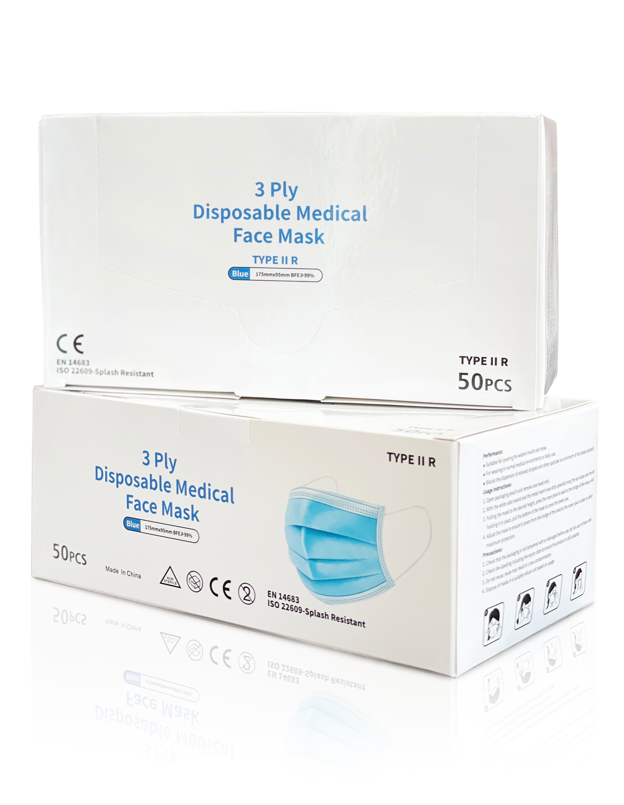 Orchid EU Medical Grade 3-Ply Disposable Mask – Type IIR BFE =>99% - Image 1